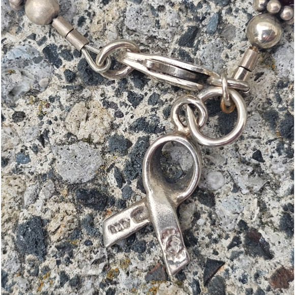 Sterling Silver Rhinestone Breast Cancer Awareness Bracelet 7" - Picture 4 of 7